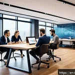 Home 19 벤처 캐피탈 투자와 기업가정신의 연계성 - A dynamic modern startup office scene showing a diverse group of young professionals collaborating a...