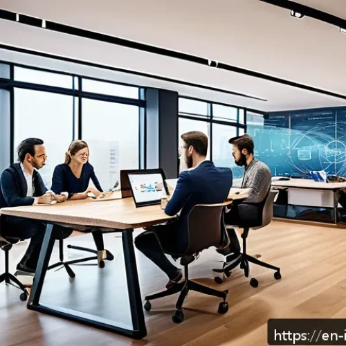 Home 31 벤처 캐피탈 투자와 기업가정신의 연계성 - A dynamic modern startup office scene showing a diverse group of young professionals collaborating a...