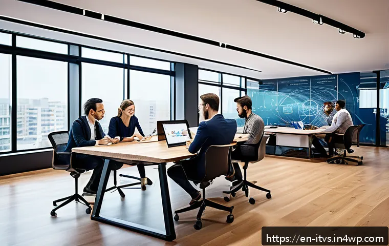 벤처 캐피탈 투자와 기업가정신의 연계성 - A dynamic modern startup office scene showing a diverse group of young professionals collaborating a...