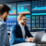 Home 18 벤처 캐피탈 투자와 리스크 분산 전략 - A modern, bright office scene showing a diverse group of professional investors analyzing a large di...