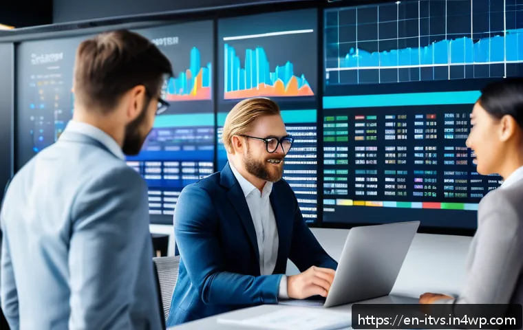 벤처 캐피탈 투자와 리스크 분산 전략 - A modern, bright office scene showing a diverse group of professional investors analyzing a large di...